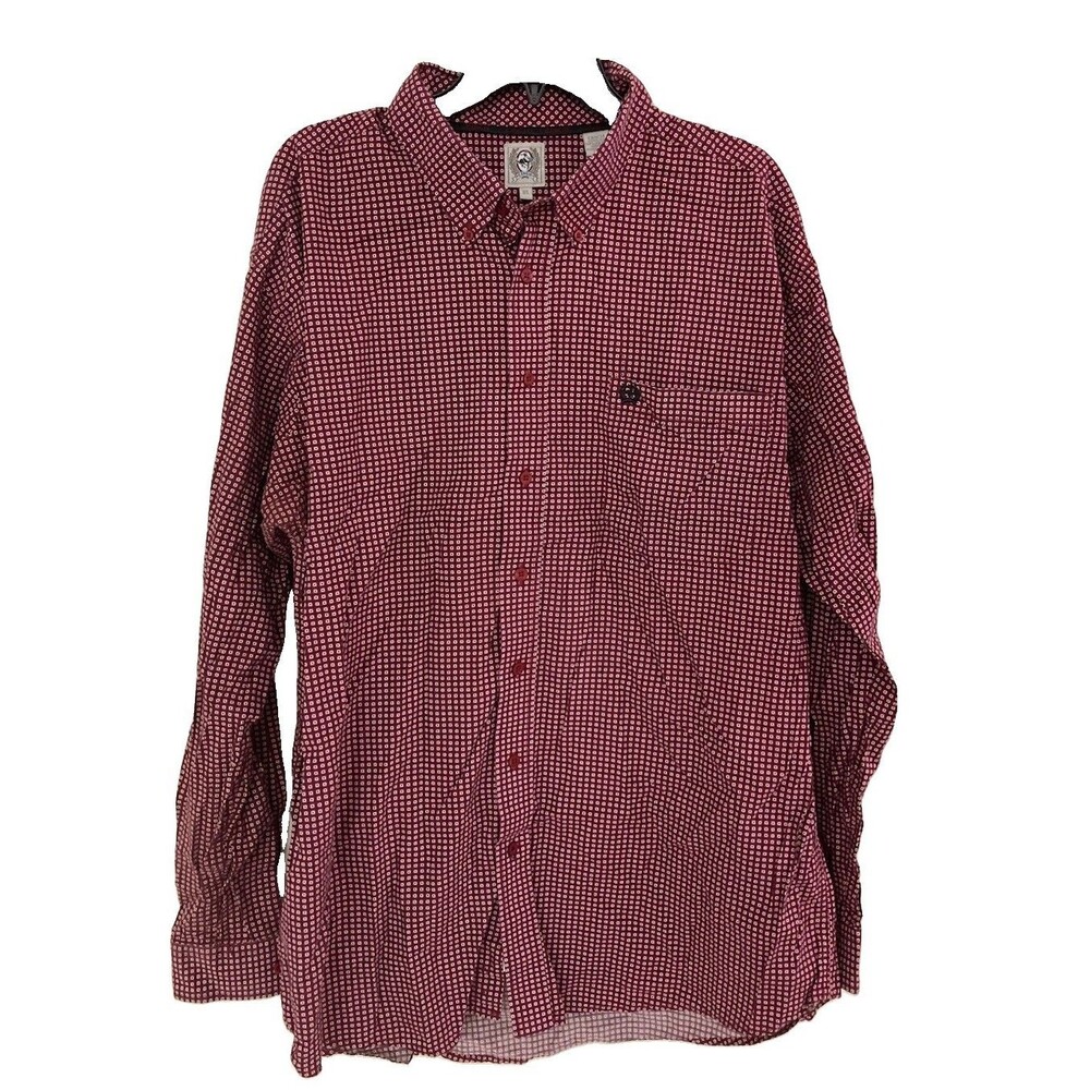 Men's Cinch Western Shirt Long Sleeve Diamond Print Red Size XL
